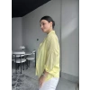 Sarı Oversize Keten Gömlek