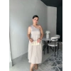 Tek Omuz Bej Elbise