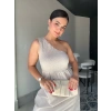 Tek Omuz Bej Elbise