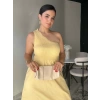 Tek Omuz Sarı Elbise