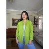 Yeşil Oversize Keten Gömlek