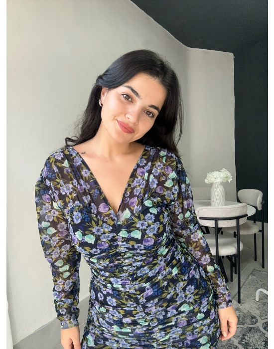 Çiçekli Şifon Elbise