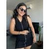 Fermuarlı Siyah Mini Elbise