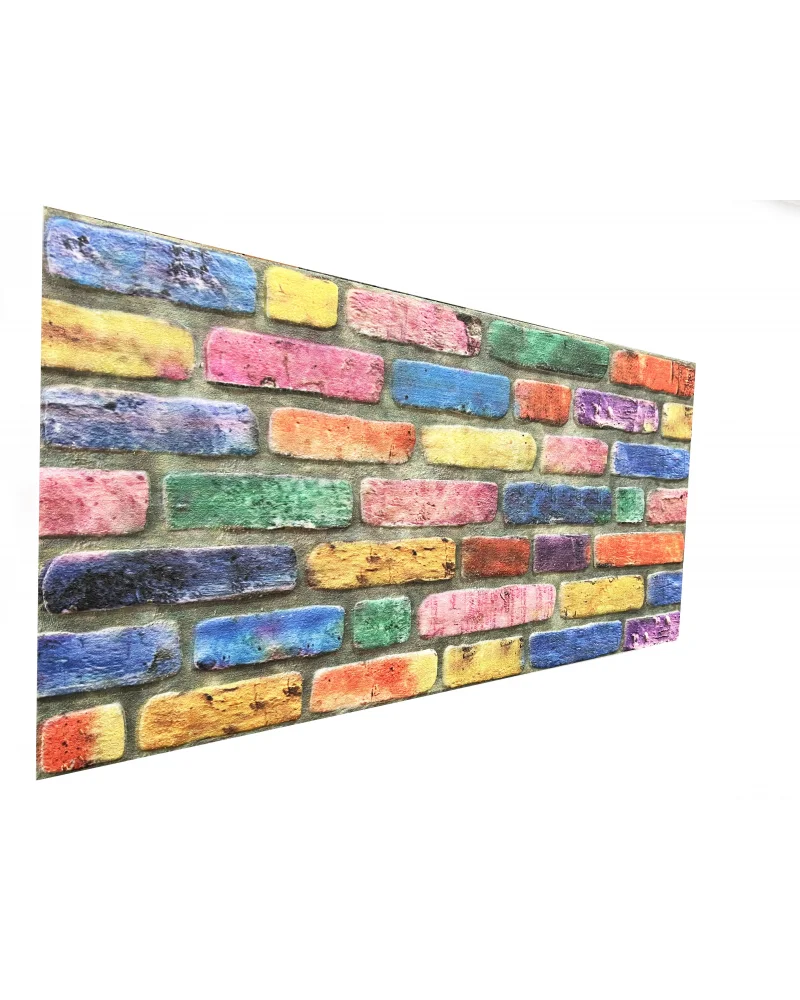 RENKLİ ESKİTME GRİ TUĞLA DESENLİ DUVAR PANELİ