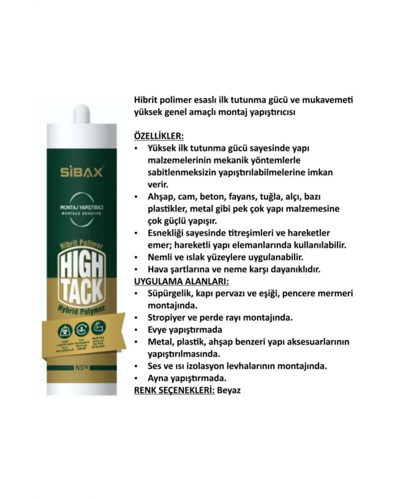 SİBAX NS78 Montaj - Korniş Yapıştırıcısı 290 ml Beyaz