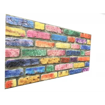 RENKLİ ESKİTME GRİ TUĞLA DESENLİ DUVAR PANELİ