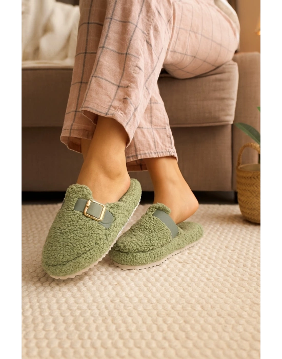 Kadın Tokalı Havlu Kışlık Kadın Terlik