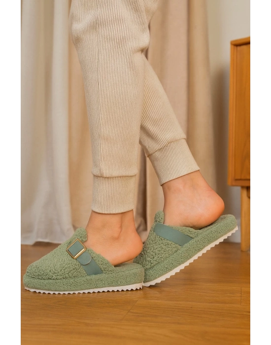 Kadın Tokalı Havlu Kışlık Kadın Terlik