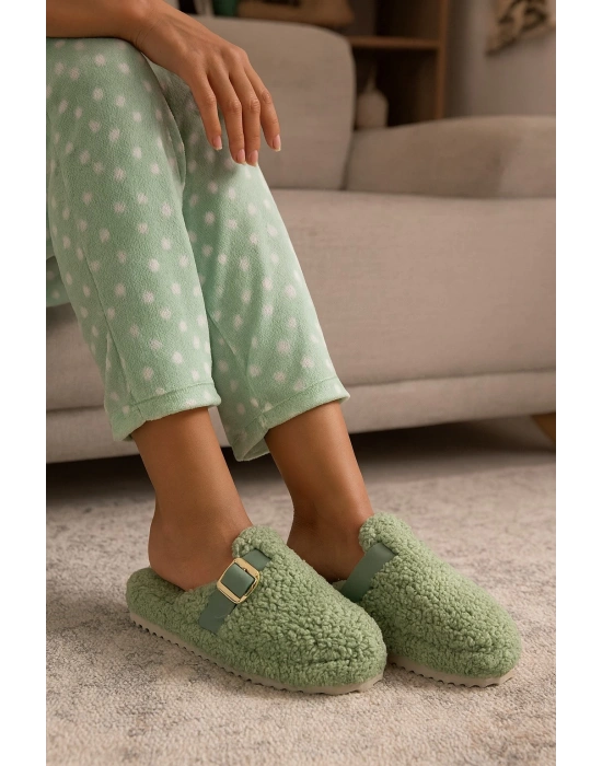 Kadın Tokalı Havlu Kışlık Kadın Terlik