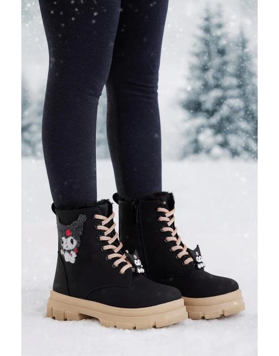 Kız Çocuk Figür Detaylı Fermuarlı Bot