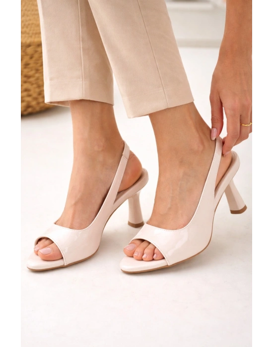 Kadın Şık Sivri Burun Slingback Topuklu Ayakkabı