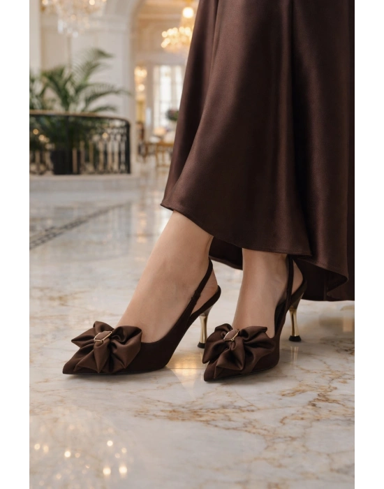 Kadın Büyük Fiyonklu Slingback Topuklu Ayakkabı