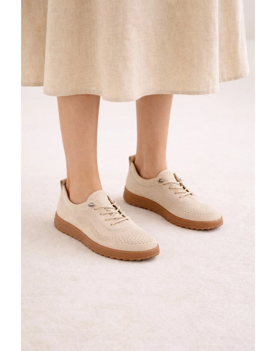 Kadın Süet Görünümlü Rahat Günlük Ayakkabı Bağcıklı