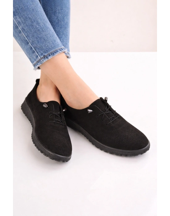 Kadın Süet Görünümlü Rahat Günlük Ayakkabı Bağcıklı