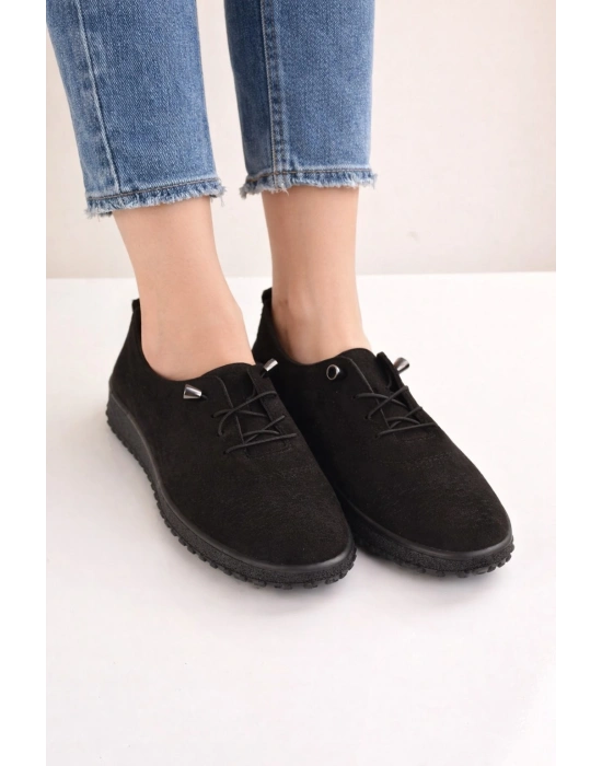 Kadın Süet Görünümlü Rahat Günlük Ayakkabı Bağcıklı