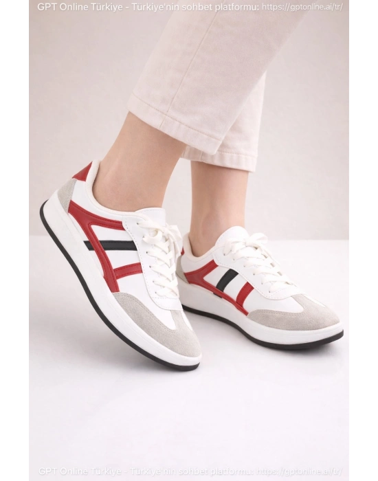 Unisex Günlük Spor Ayakkabı Bağcıklı Şerit Detaylı Sneaker