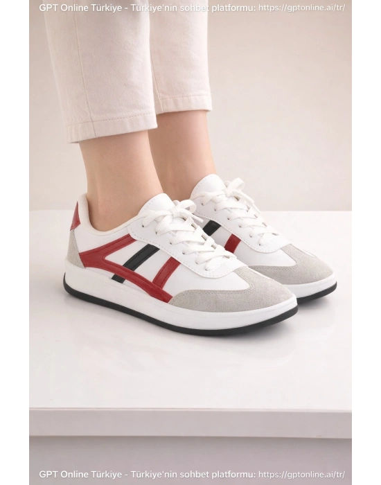 Unisex Günlük Spor Ayakkabı Bağcıklı Şerit Detaylı Sneaker