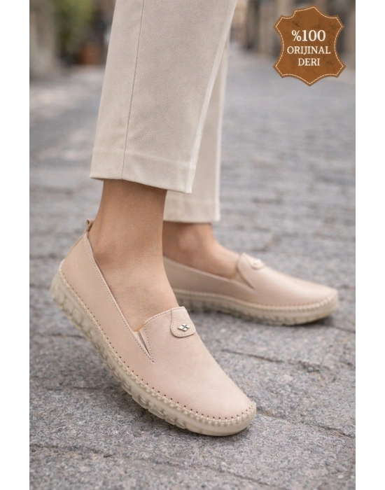 Kadın Ortopedik Deri Loafer Ayakkabı – Esnek ve Hafif, Kaymaz Taban