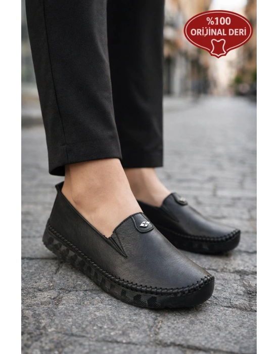 Kadın Ortopedik Deri Loafer Ayakkabı – Esnek ve Hafif, Kaymaz Taban