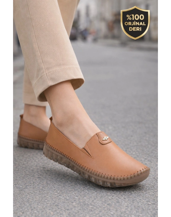 Kadın Ortopedik Deri Loafer Ayakkabı – Esnek ve Hafif, Kaymaz Taban