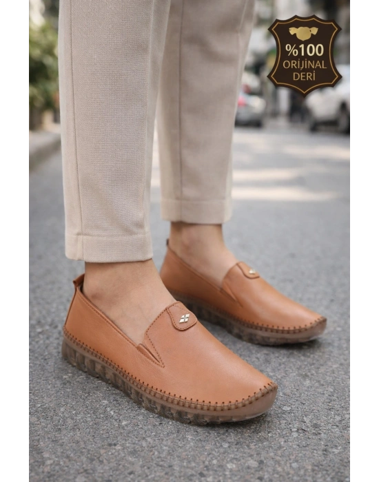 Kadın Ortopedik Deri Loafer Ayakkabı – Esnek ve Hafif, Kaymaz Taban