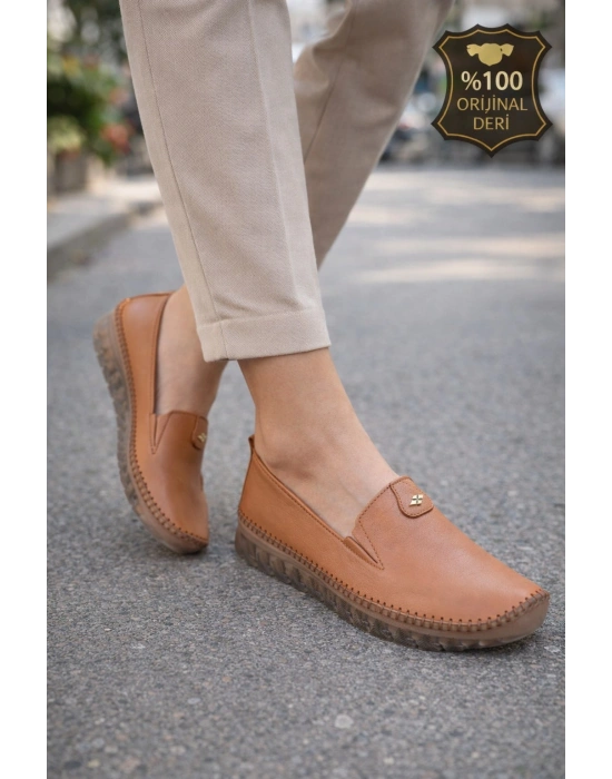 Kadın Ortopedik Deri Loafer Ayakkabı – Esnek ve Hafif, Kaymaz Taban