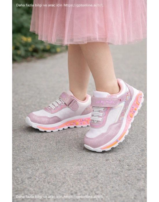Kız Çocuk Desenli Simli Günlük Sneaker Ayakkabı