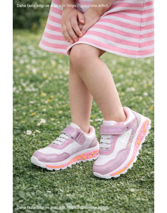 Kız Çocuk Desenli Simli Günlük Sneaker Ayakkabı