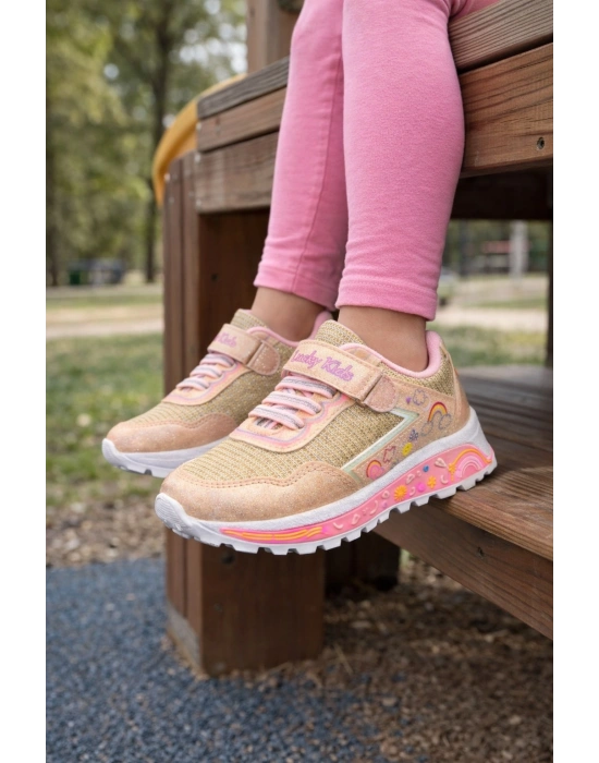 Kız Çocuk Desenli Simli Günlük Sneaker Ayakkabı