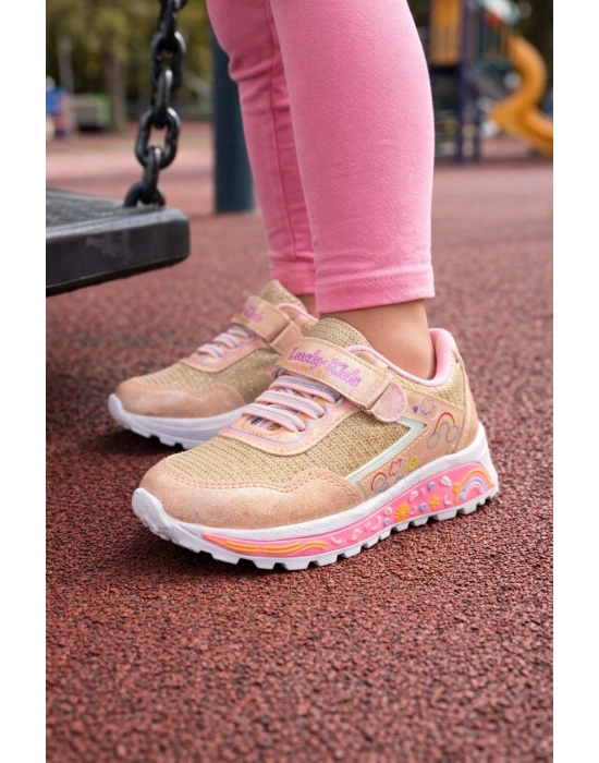 Kız Çocuk Desenli Simli Günlük Sneaker Ayakkabı