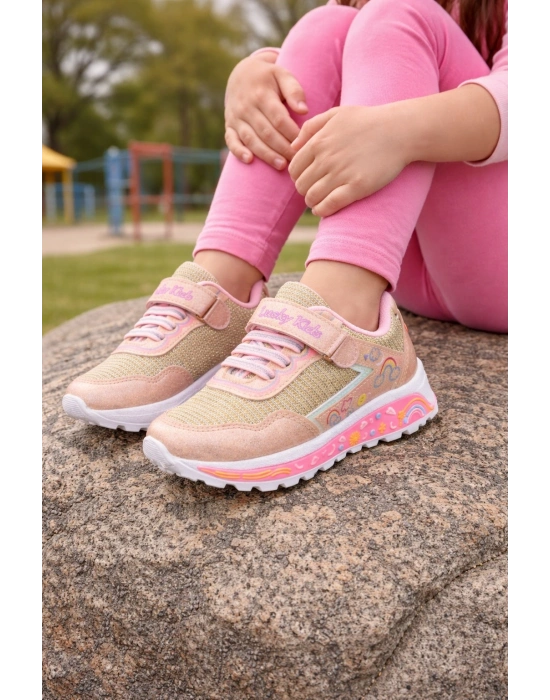 Kız Çocuk Desenli Simli Günlük Sneaker Ayakkabı