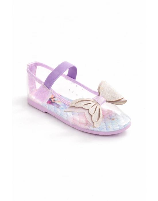 Kız Çocuk Şeffaf Kelebek Aksesuarlı Babet