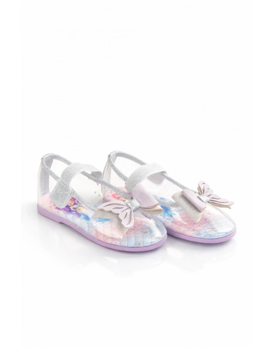 Kız Çocuk Şeffaf Kelebek Aksesuarlı Babet