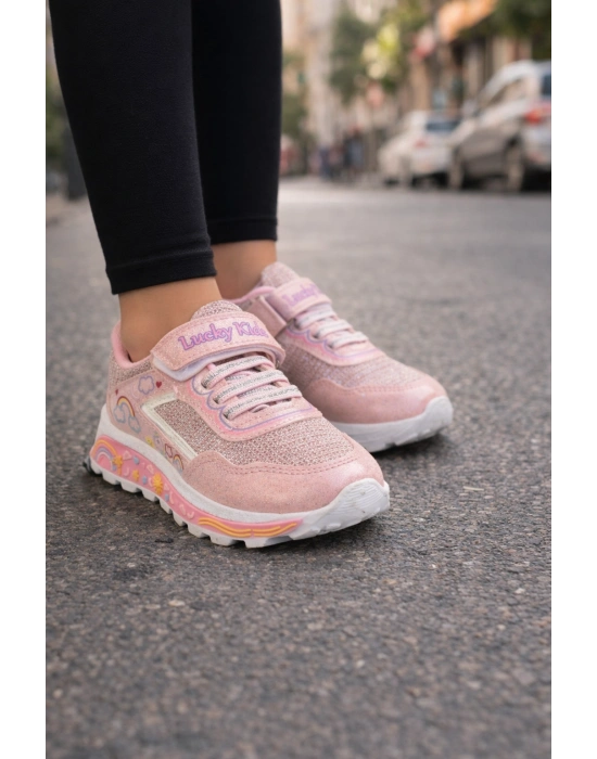 Kız Çocuk Desenli Simli Günlük Sneaker Ayakkabı