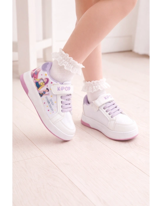 Kız Çocuk Desenli Simli Günlük Sneaker Ayakkabı