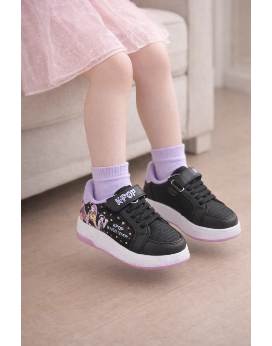 Kız Çocuk Desenli Simli Günlük Sneaker Ayakkabı