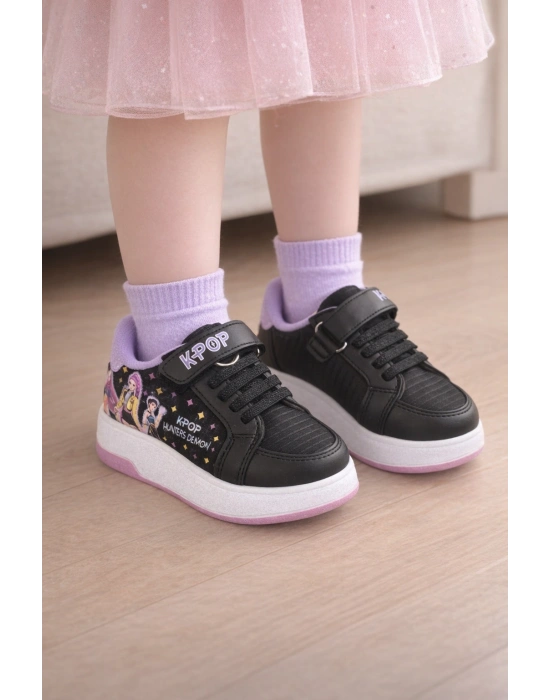 Kız Çocuk Desenli Simli Günlük Sneaker Ayakkabı