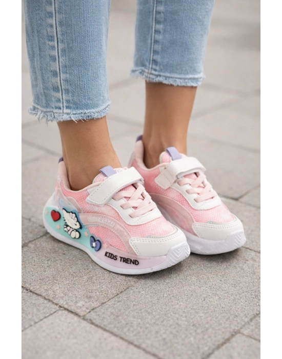 Kız Çoçuk Renkli Desenli, Günlük Kullanıma Uygun Spor Ayakkabı