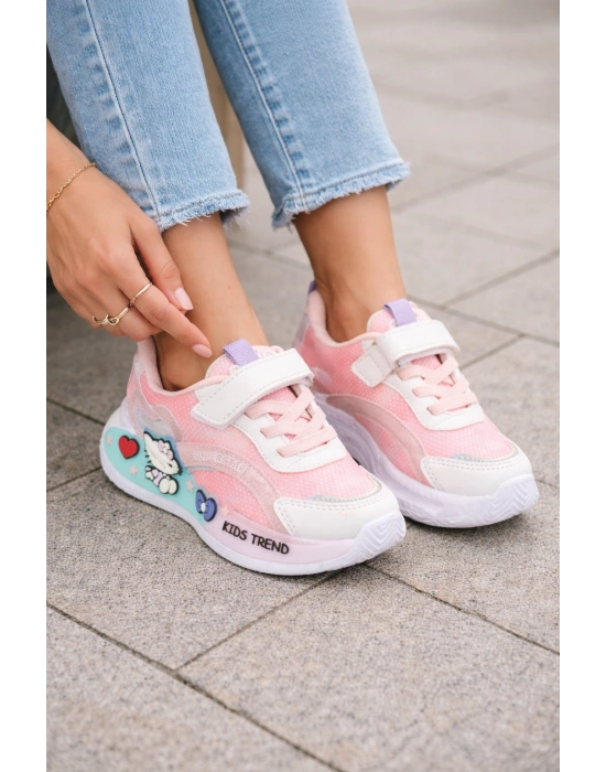 Kız Çoçuk Renkli Desenli, Günlük Kullanıma Uygun Spor Ayakkabı