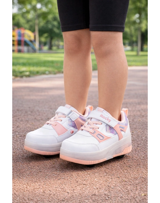 PATENLİ CIRTLI IŞIKLI SPOR AYAKKABISI 4 TEKERLEKLİ PATEN –IŞIKLARI ON/OFF Tuşlu