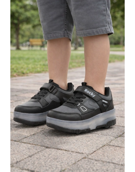 PATENLİ CIRTLI IŞIKLI SPOR AYAKKABISI 4 TEKERLEKLİ PATEN –IŞIKLARI ON/OFF Tuşlu