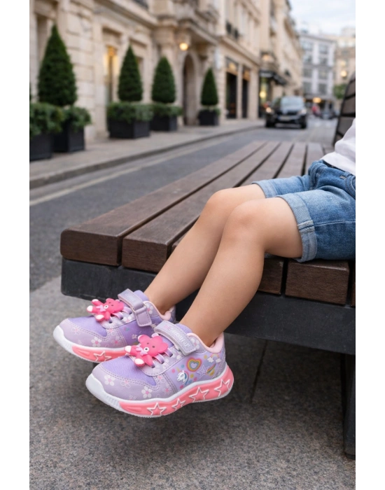 Kız Çocuk Eğlenceli Figürlü Işıklı Spor Ayakkabı