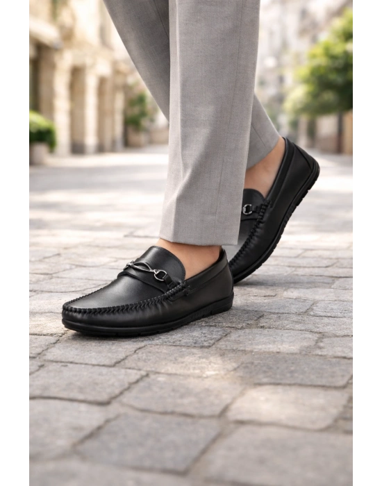 Erkek Siyah Deri Loafer Ayakkabı – Şık ve Rahat Günlük/Klasik Model