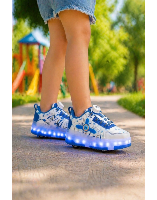 Çoçuk Yeni Nesil Işıklı (IŞIK KONTROLLÜ SİZDE) Kaykay Mekanizmalı Paten Ayakkabı