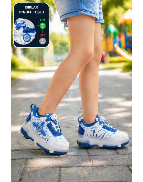 Çoçuk Yeni Nesil Işıklı (IŞIK KONTROLLÜ SİZDE) Kaykay Mekanizmalı Paten Ayakkabı