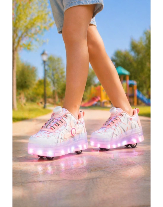 Çoçuk Yeni Nesil Işıklı (IŞIK KONTROLLÜ SİZDE) Kaykay Mekanizmalı Paten Ayakkabı