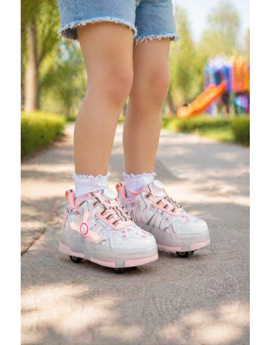 Çoçuk Yeni Nesil Işıklı (IŞIK KONTROLLÜ SİZDE) Kaykay Mekanizmalı Paten Ayakkabı