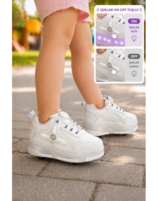 Çoçuk Yeni Nesil Işıklı (IŞIK KONTROLLÜ SİZDE) Kaykay Mekanizmalı Paten Ayakkabı