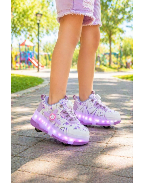 Çoçuk Yeni Nesil Işıklı (IŞIK KONTROLLÜ SİZDE) Kaykay Mekanizmalı Paten Ayakkabı