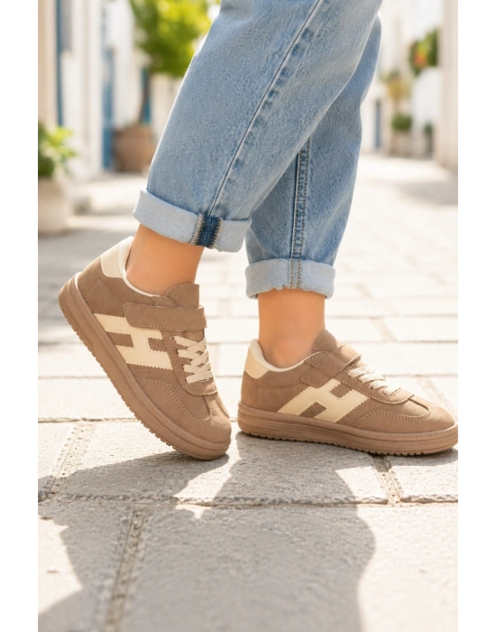 Unisex Çoçuk Süet Günlük Kullanım Cırtlı Sneakers